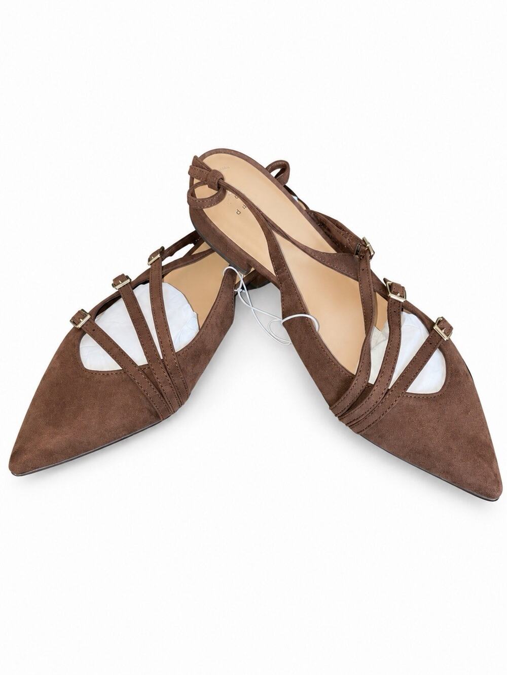 A New Day Twiggy Women’s Brown Strappy Pointed Toe Flats Size 10 NWT
